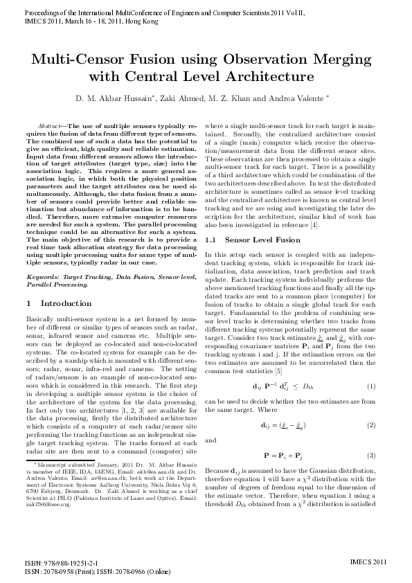 (PDF) Multi-Censor Fusion using Observation Merging with Central Level ...
