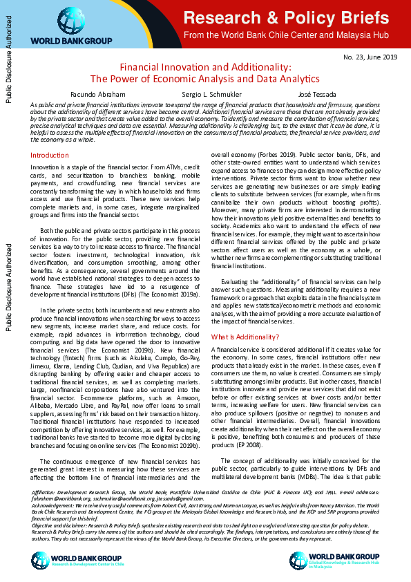 (PDF) Financial Innovation and Additionality: The Power of Economic ...