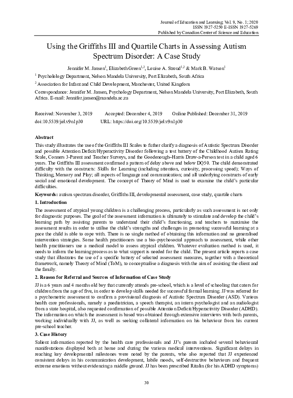 (PDF) Using the Griffiths III and Quartile Charts in Assessing Autism
