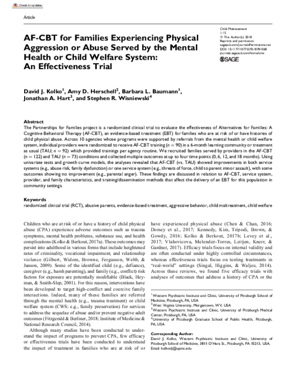 (PDF) AF-CBT for Families Experiencing Physical Aggression or Abuse ...