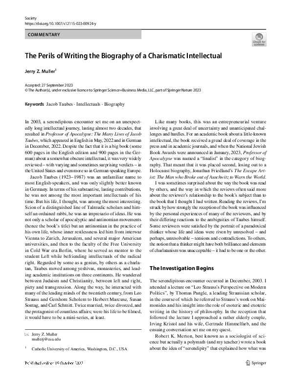 (PDF) The Perils of Writing the Biography of a Charismatic Intellectual