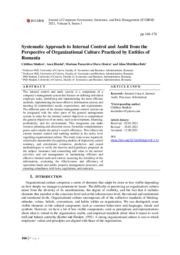(PDF) Systematic Approach to Internal Control and Audit from the ...