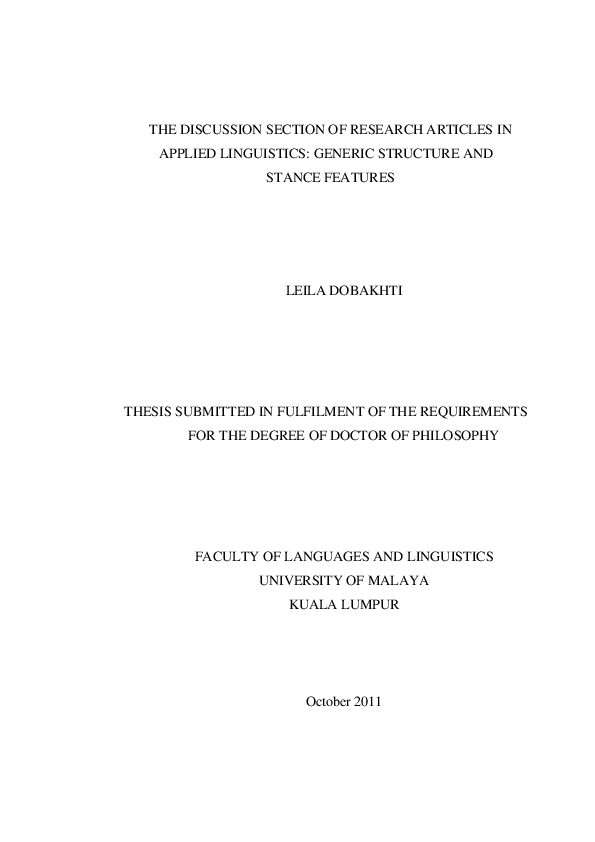 (PDF) The discussion section of research articles in applied ...
