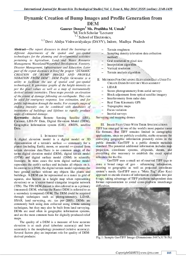 (PDF) Dynamic Creation of Bump Images and Profile Generation from DEM