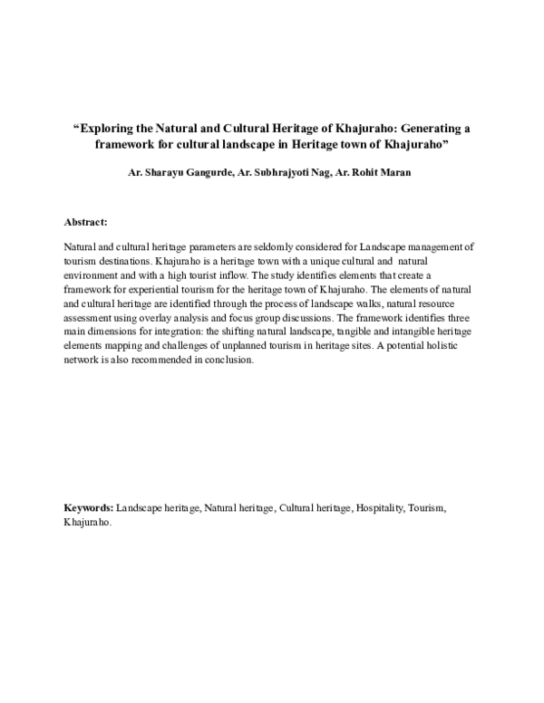 (PDF) "Exploring the Natural and Cultural Heritage of Khajuraho ...