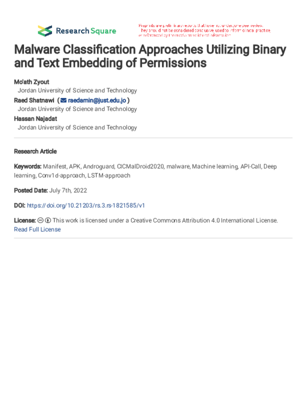 (PDF) Malware Classification Approaches Utilizing Binary and Text ...