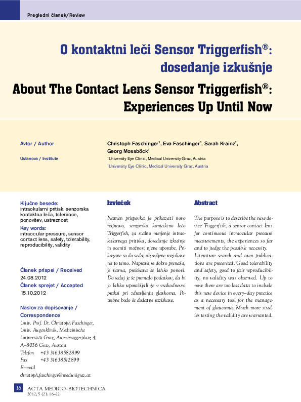 (PDF) About The Contact Lens Sensor Triggerfish®: Experiences Up Until Now