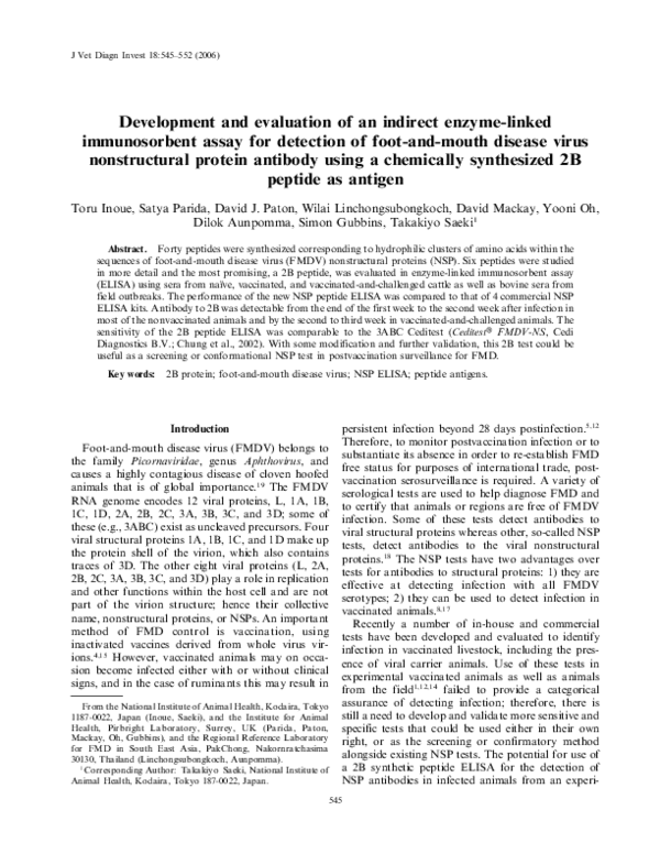 (PDF) Development and Evaluation of an Indirect Enzyme-Linked ...