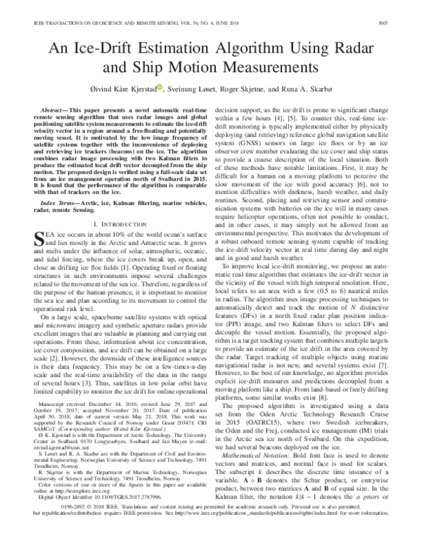 (PDF) An Ice-Drift Estimation Algorithm Using Radar and Ship Motion ...