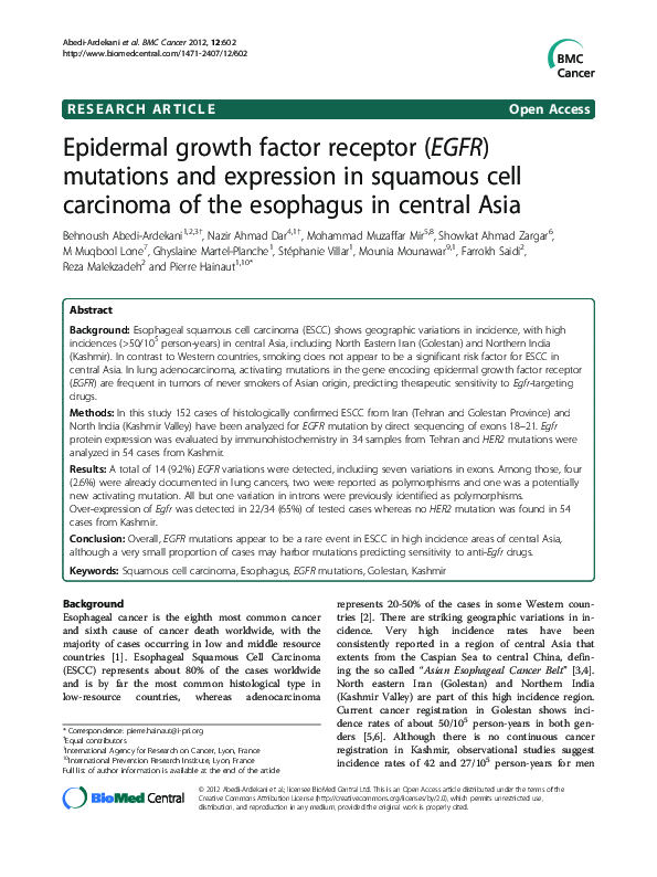 (PDF) Epidermal growth factor receptor (EGFR) mutations and expression ...