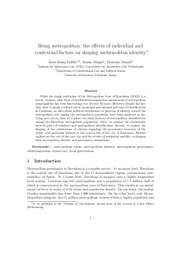 (PDF) Being metropolitan: The effects of individual and contextual ...