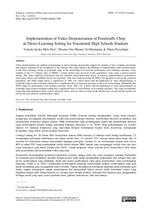 (PDF) Implementation of Video Demonstration of Foodstuffs Chop in ...