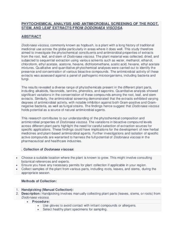 (PDF) PHYTOCHEMICAL ANALYSIS AND ANTIMICROBIAL SCREENING OF THE ROOT ...