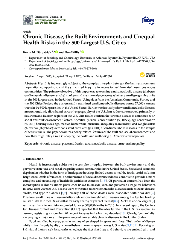 (PDF) Chronic Disease, the Built Environment, and Unequal Health Risks ...