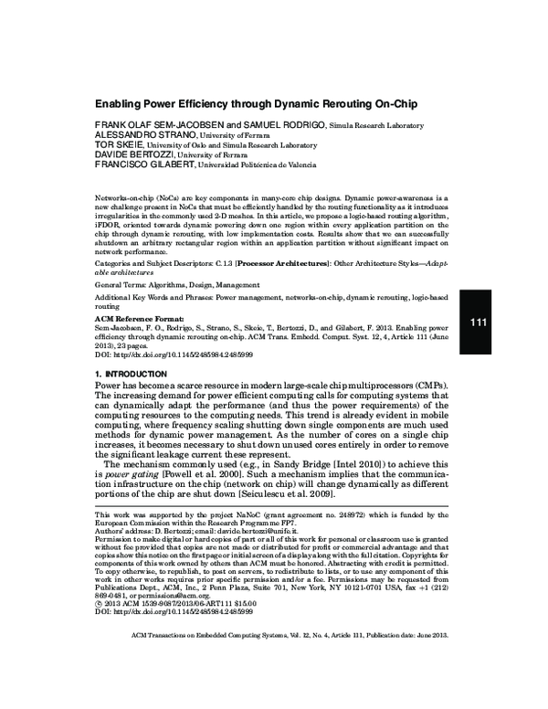 (PDF) Enabling power efficiency through dynamic rerouting on-chip