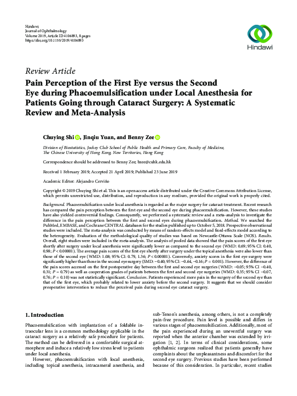 (PDF) Pain Perception of the First Eye versus the Second Eye during ...