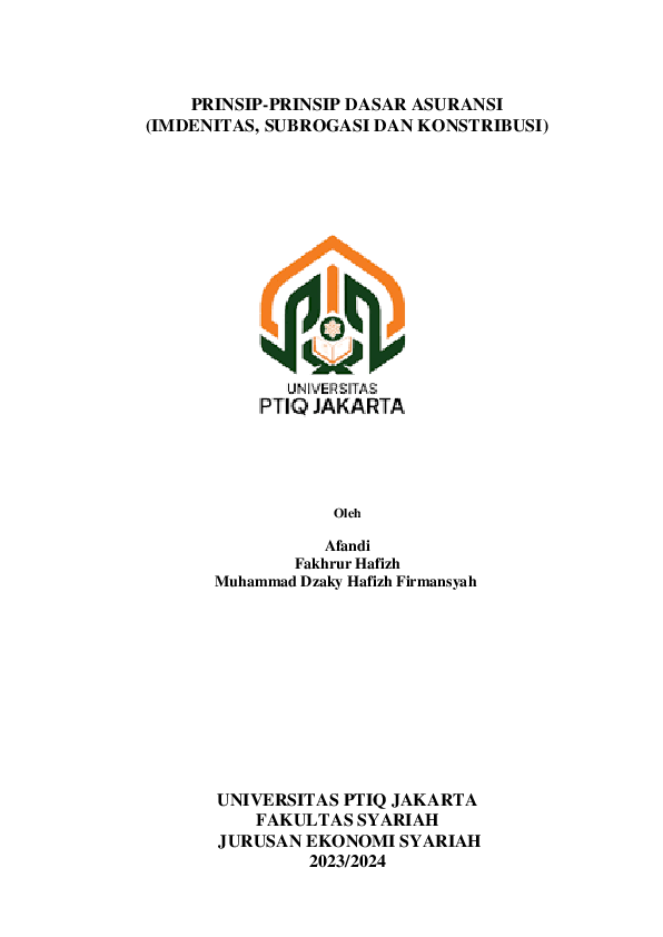 (PDF) PRINSIP-PRINSIP DASAR ASURANSI (IMDENITAS, SUBROGASI DAN ...