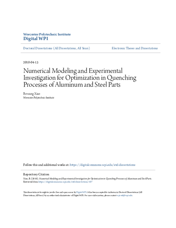 (PDF) Numerical Modeling and Experimental Investigation for ...