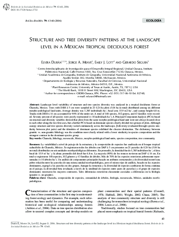 (PDF) Structure and tree diversity patterns at the landscape level in ...