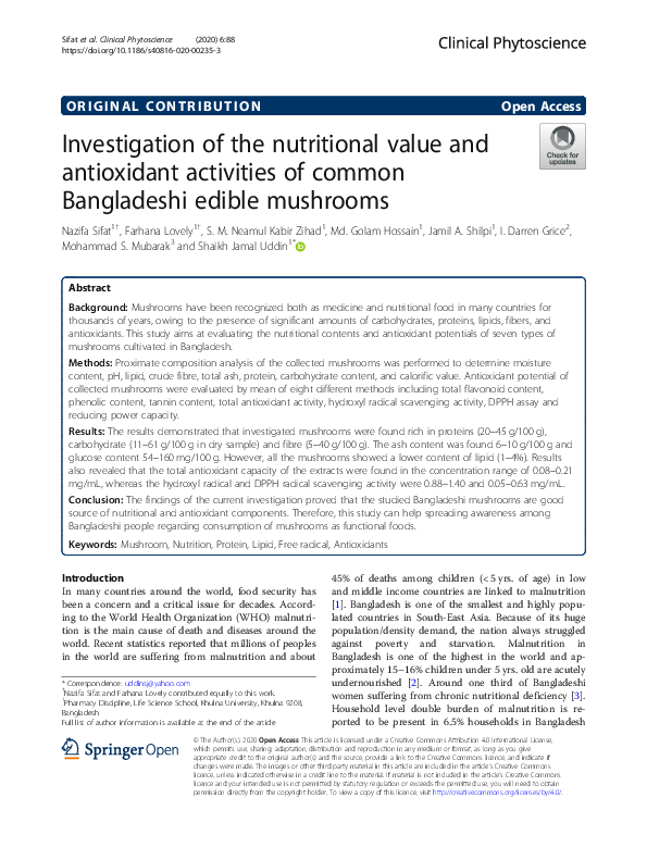 (PDF) Investigation of the nutritional value and antioxidant activities ...