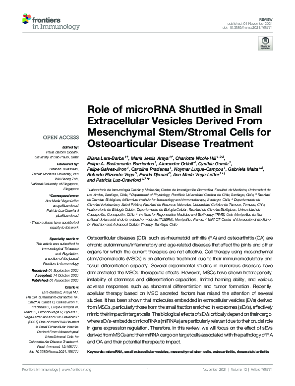 (PDF) Role of microRNA Shuttled in Small Extracellular Vesicles Derived ...