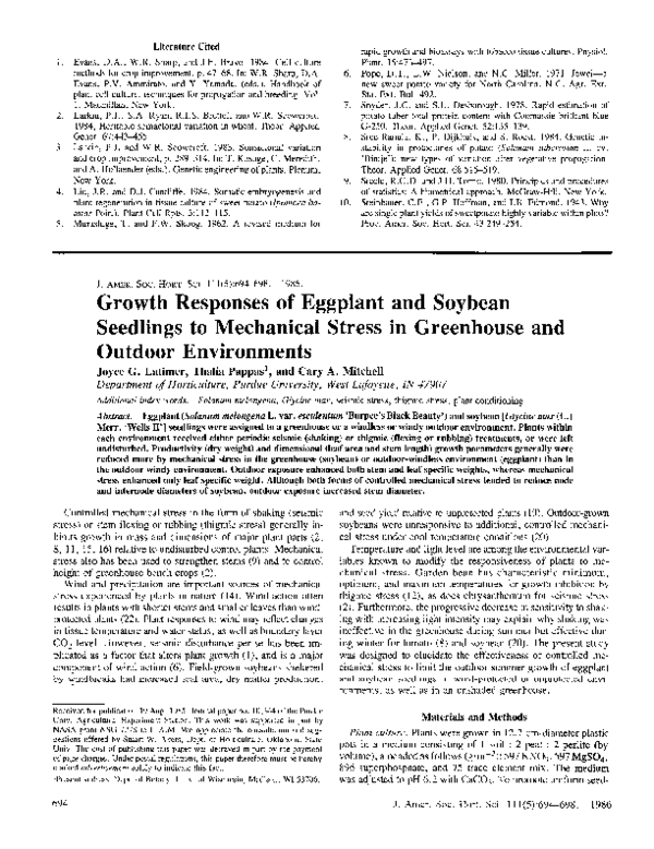 (PDF) Growth Responses of Eggplant and Soybean Seedlings to Mechanical ...