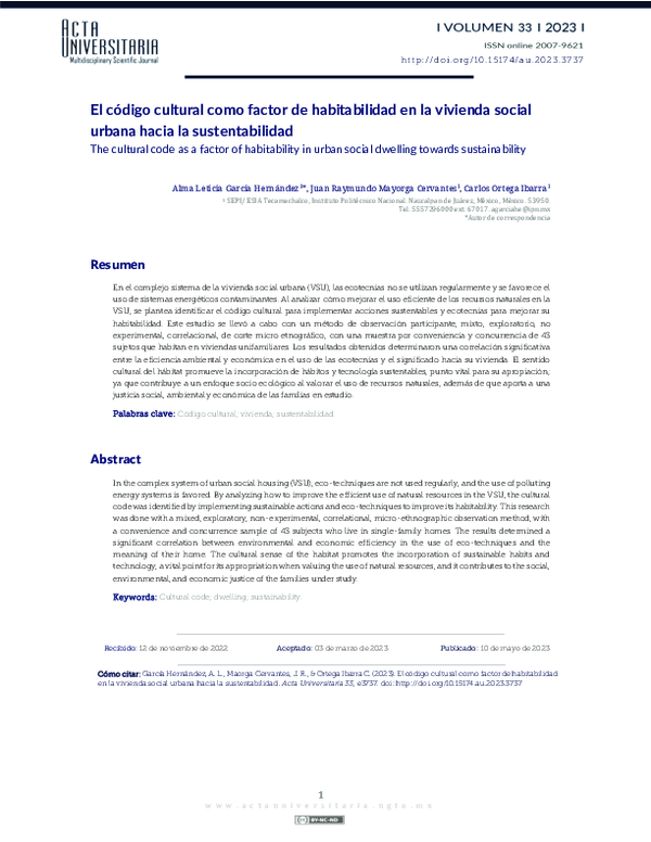 (PDF) El código cultural como factor de habitabilidad en la vivienda ...