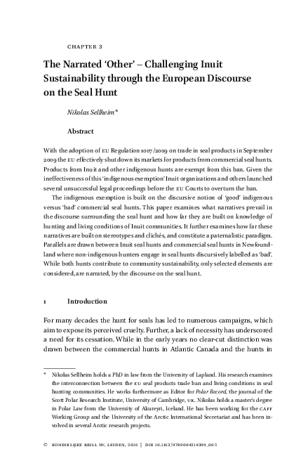 (PDF) The Narrated ‘Other’ – Challenging Inuit Sustainability through ...