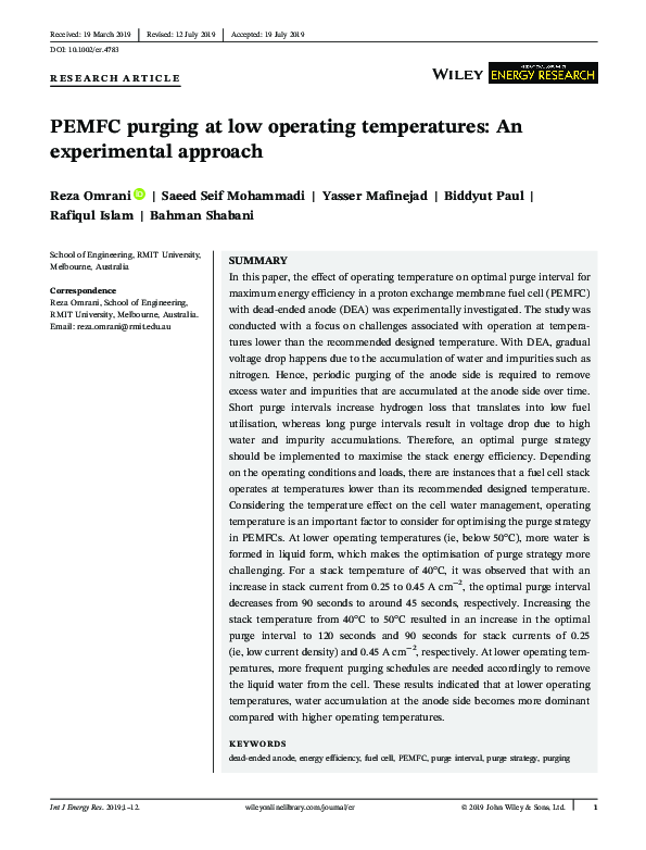 (PDF) PEMFC purging at low operating temperatures: An experimental approach