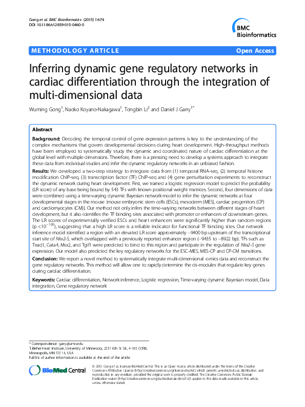 (PDF) Inferring dynamic gene regulatory networks in cardiac ...