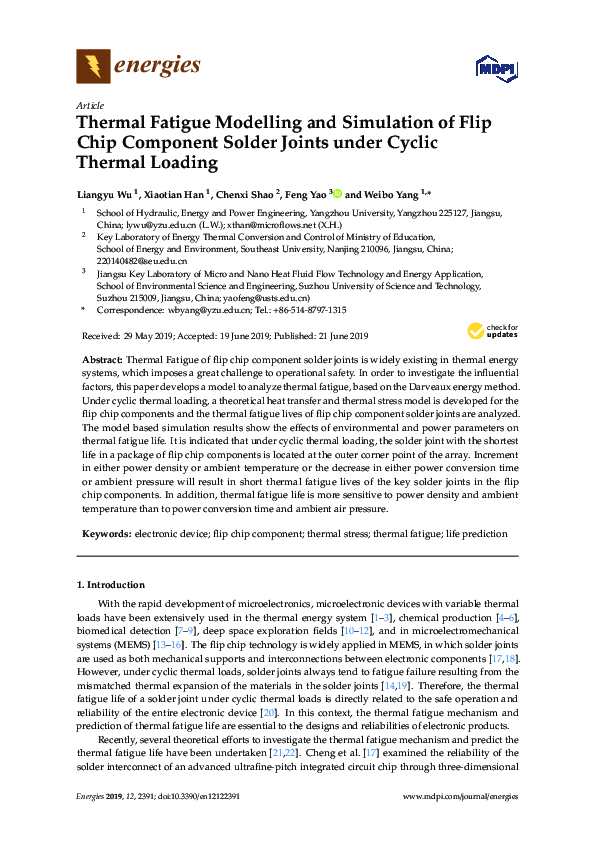 (PDF) Thermal Fatigue Modelling and Simulation of Flip Chip Component ...