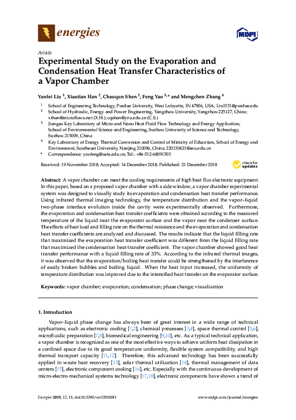 (PDF) Experimental Study on the Evaporation and Condensation Heat ...