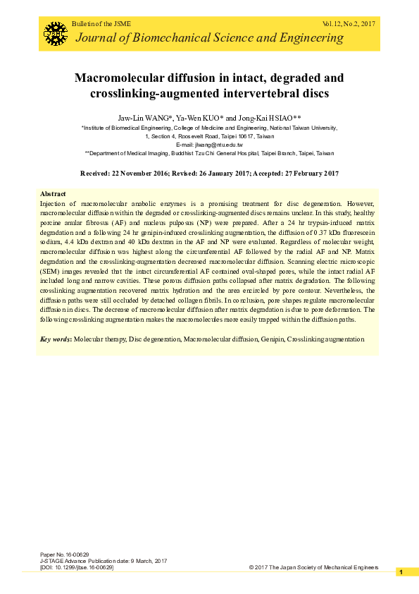 (PDF) Macromolecular diffusion in intact, degraded and crosslinking ...