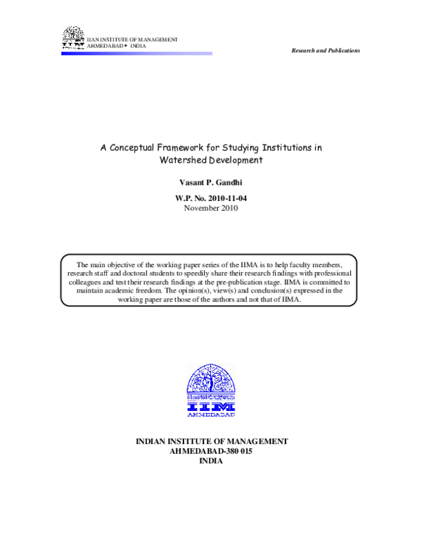 (PDF) A Conceptual Framework for Studying Institutions in Watershed ...
