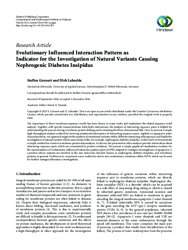 (PDF) Evolutionary Influenced Interaction Pattern as Indicator for the ...