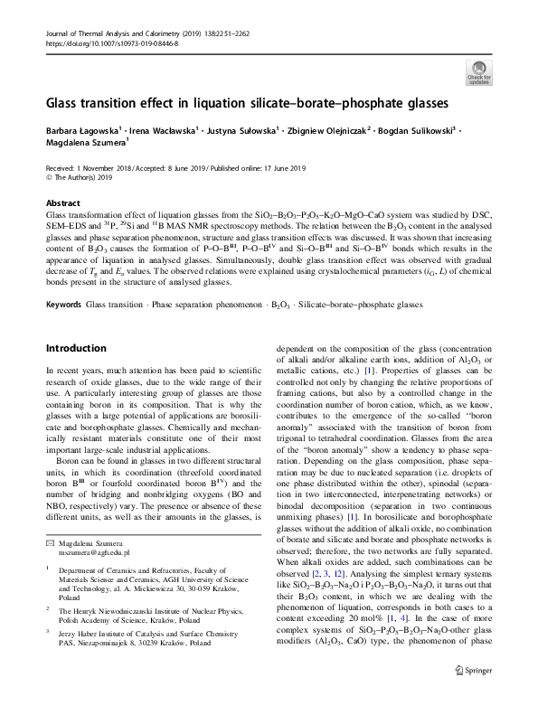 Pdf Glass Transition Effect In Liquation Silicate Borate Phosphate
