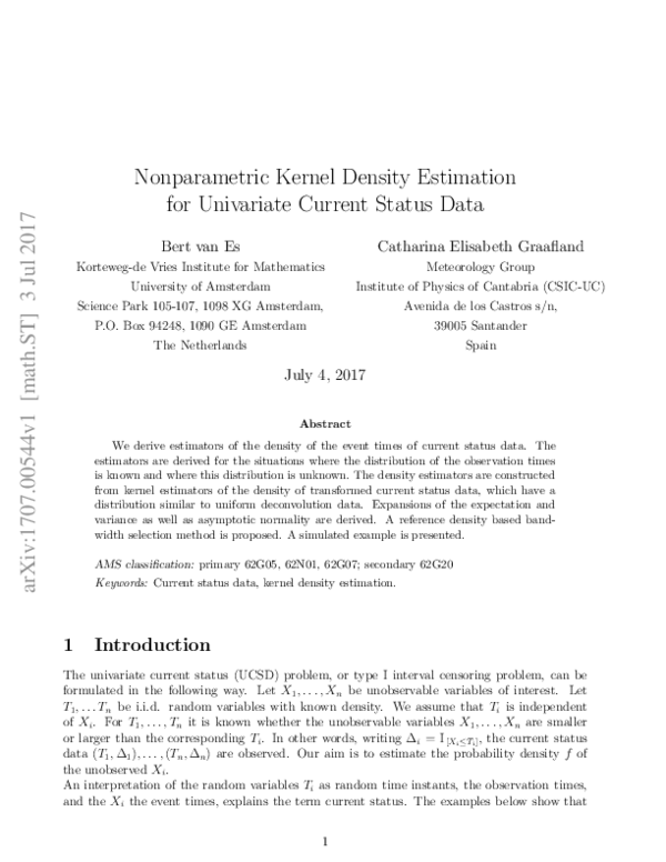 (PDF) Nonparametric Kernel Density Estimation for Univariate Curent ...