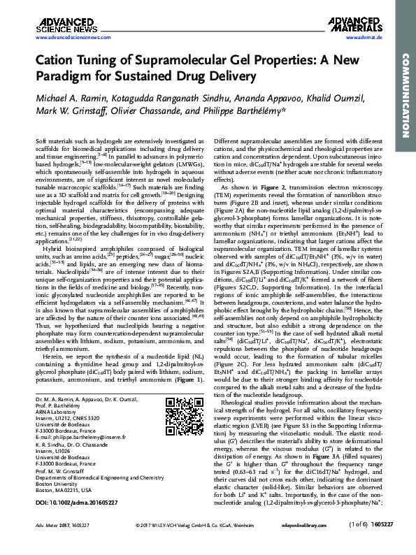 (PDF) Cation Tuning of Supramolecular Gel Properties: A New Paradigm ...