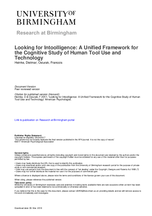 (PDF) Looking for intoolligence: A unified framework for the cognitive ...
