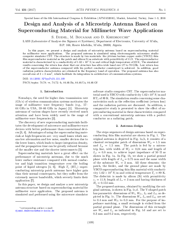 (PDF) Design and Analysis of a Microstrip Antenna Based on ...