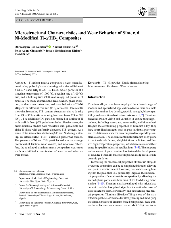 (PDF) Microstructural Characteristics and Wear Behavior of Sintered Ni ...