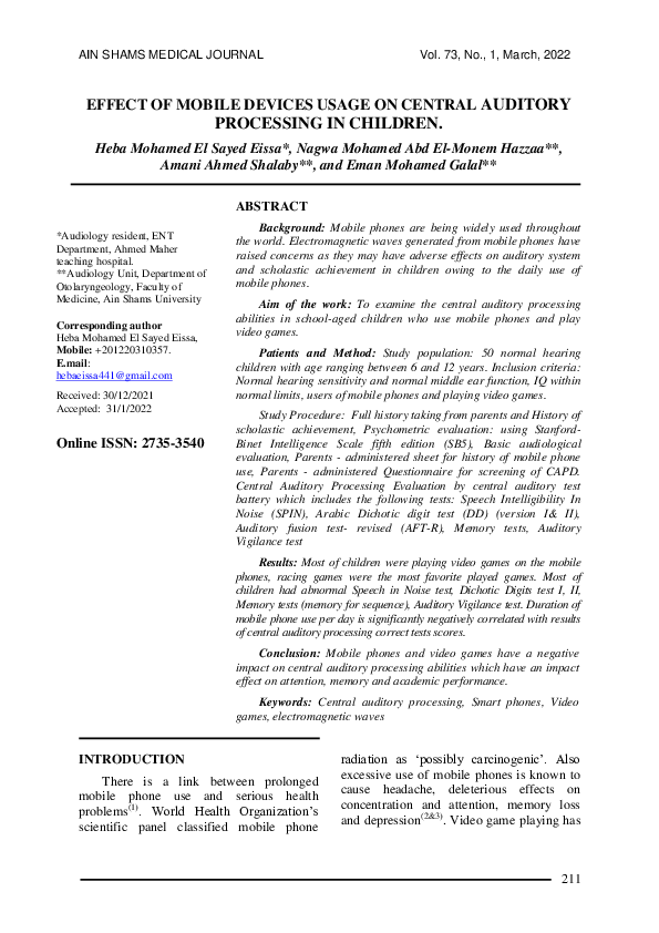 (PDF) Effect of Mobile Devices Usage on Central Auditory Processing in ...