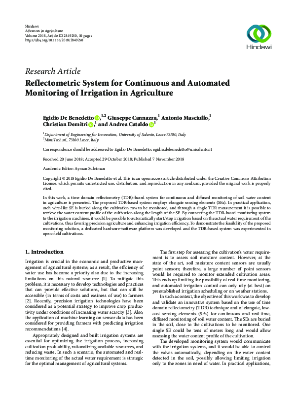 (PDF) Reflectometric System for Continuous and Automated Monitoring of ...