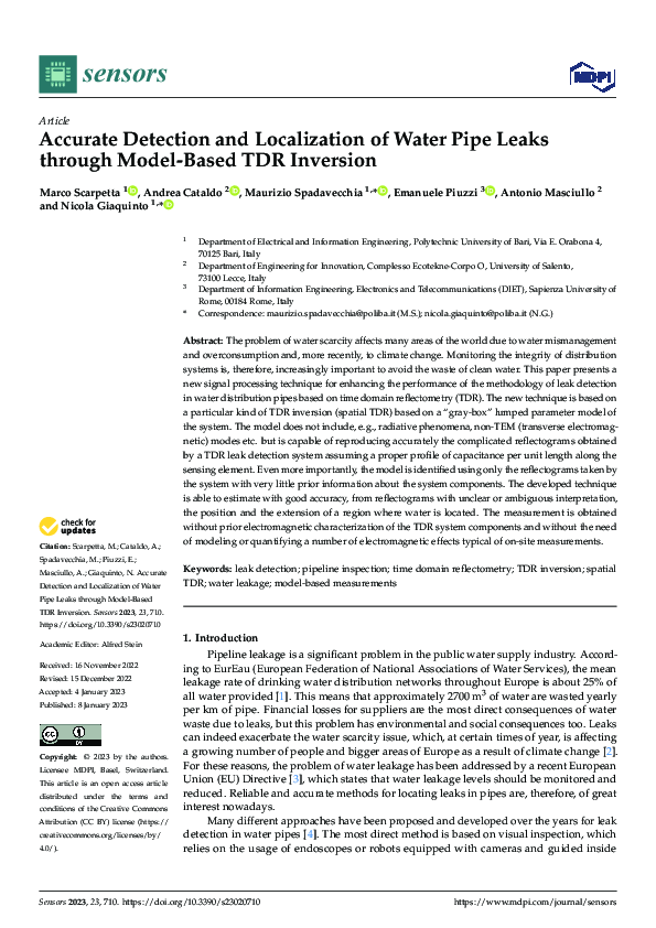 (PDF) Accurate Detection and Localization of Water Pipe Leaks through ...