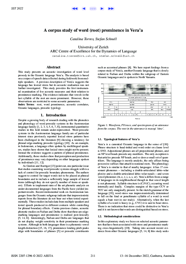 (PDF) A corpus study of word (root) prominence in Vera'a