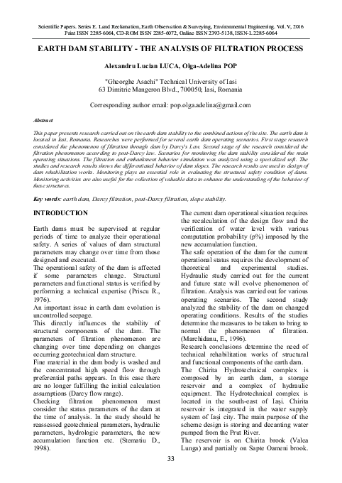(PDF) Earth Dam Stability-The Analysis of Filtration Process