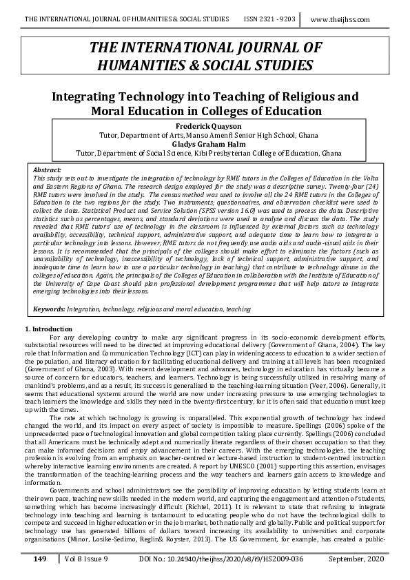 (PDF) Integrating Technology into Teaching of Religious and Moral ...