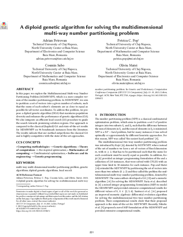 (PDF) A Diploid Genetic Algorithm for Solving the Multidimensional ...