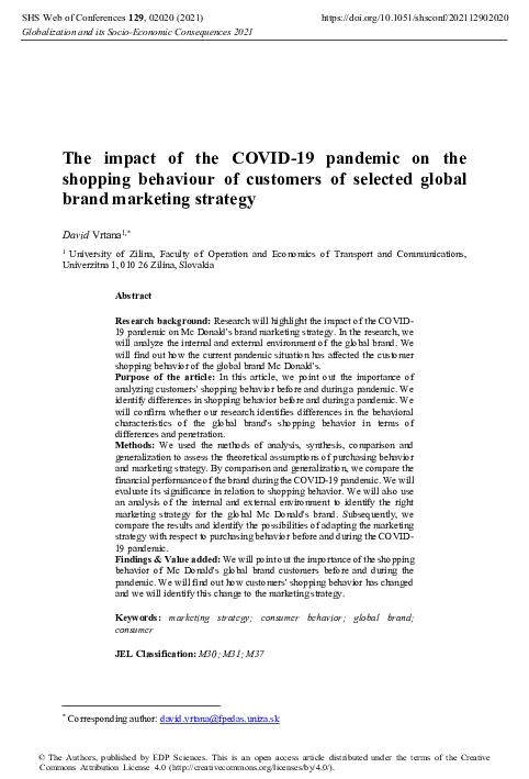 (PDF) The impact of the COVID-19 pandemic on the shopping behaviour of ...