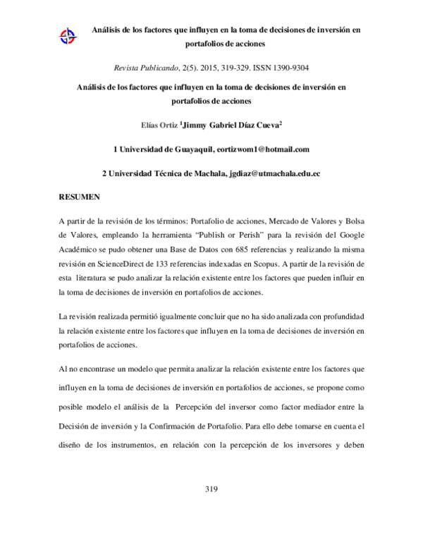 (PDF) Análisis de los factores que influyen en la toma de decisiones de ...